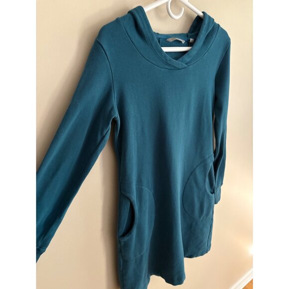 Horny Toad Fleece Lined Hoodie Sweater Dress Turquoise XS Cozy Warm Pullover - Picture 4 of 11